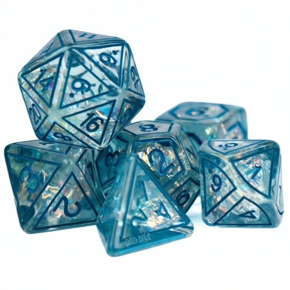 DND Dice Set‎ - Crypto Mint - 7 Resin Dice - Fantasy RPG Tabletop Gaming
